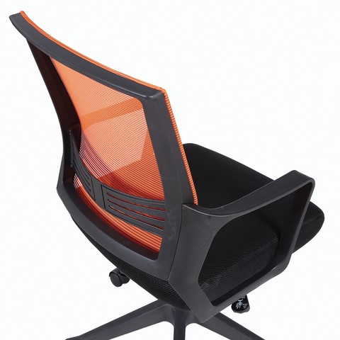 Кресло компьютерное Brabix Balance MG-320 (с подлокотниками, комбинированное черное/оранжевое) в Элисте - изображение 6