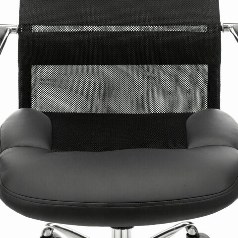 Кресло компьютерное Brabix Premium Stalker EX-608 CH (хром, ткань-сетка/кожзам, черное) 532091 в Элисте - изображение 6