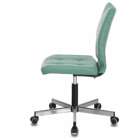 Офисное кресло Brabix Stream MG-314 (без подлокотников, пятилучие серебристое, экокожа, серо-голубое) в Элисте - изображение 3