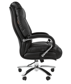 Кресло компьютерное CHAIRMAN 405 черное нат.кожа/экокожа в Элисте - предосмотр 2
