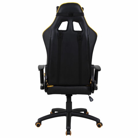 Кресло компьютерное Brabix GT Master GM-110 (две подушки, экокожа, черное/желтое) 531927 в Элисте - изображение 3