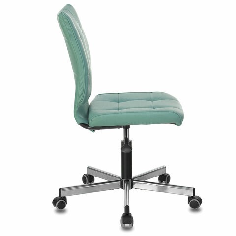 Офисное кресло Brabix Stream MG-314 (без подлокотников, пятилучие серебристое, экокожа, серо-голубое) в Элисте - изображение 1