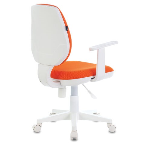 Офисное кресло Brabix Fancy MG-201W (с подлокотниками, пластик белый, оранжевое) в Элисте - изображение 2