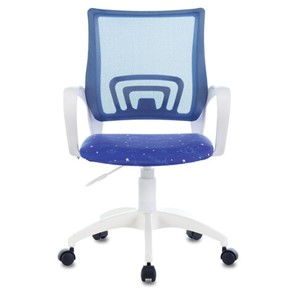 Кресло компьютерное Brabix Fly MG-396W (с подлокотниками, пластик белый, сетка, темно-синее с рисунком "Space") 532405 в Элисте - предосмотр 2