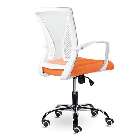 Кресло компьютерное Brabix Wings MG-306 (пластик белый, хром, сетка, серое/оранжевое) в Элисте - изображение 2
