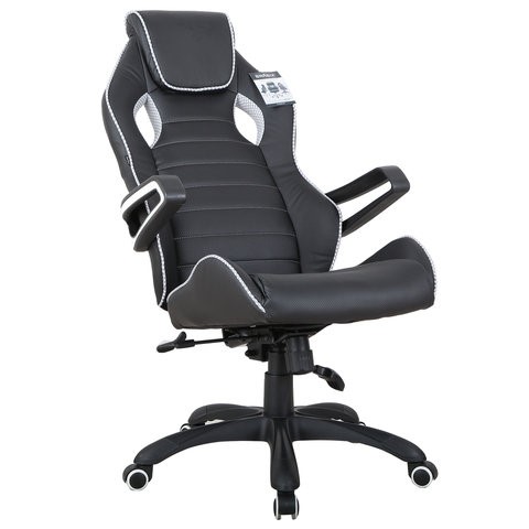 Кресло компьютерное Brabix Techno Pro GM-003 (экокожа, черное/серое, вставки серые) в Элисте - изображение 1