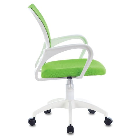 Офисное кресло Brabix Fly MG-396W (с подлокотниками, пластик белый, сетка, салатовое) в Элисте - изображение 1