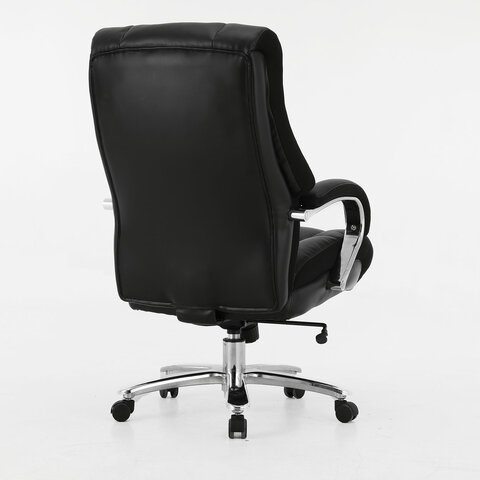 Кресло Brabix Premium Bomer HD-007 (рециклированная кожа, хром, черное) 531939 в Элисте - изображение 2