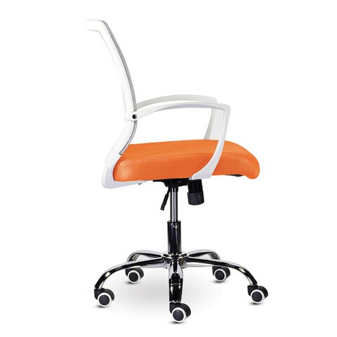 Кресло компьютерное Brabix Wings MG-306 (пластик белый, хром, сетка, серое/оранжевое) в Элисте - изображение 1