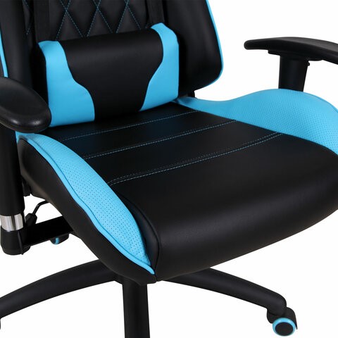 Компьютерное кресло Brabix GT Master GM-110 (две подушки, экокожа, черное/голубое) в Элисте - изображение 8