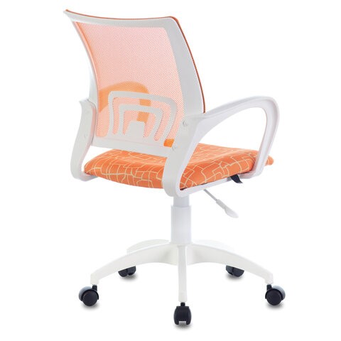 Кресло компьютерное Brabix Fly MG-396W (с подлокотниками, пластик белый, сетка, оранжевое с рисунком "Giraffe") в Элисте - изображение 1
