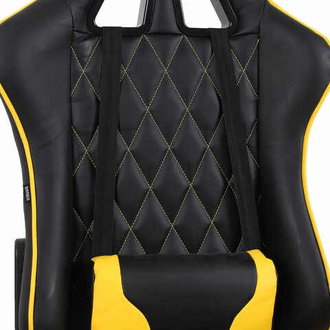 Кресло компьютерное Brabix GT Master GM-110 (две подушки, экокожа, черное/желтое) 531927 в Элисте - изображение 6
