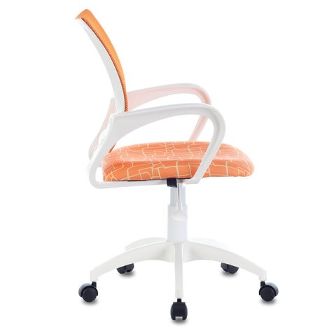 Кресло компьютерное Brabix Fly MG-396W (с подлокотниками, пластик белый, сетка, оранжевое с рисунком "Giraffe") в Элисте - изображение 3