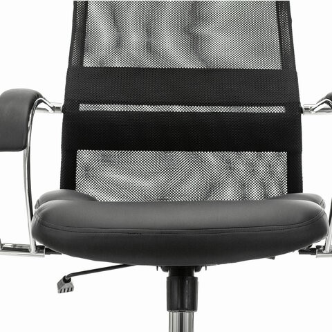 Кресло компьютерное Brabix Premium Stalker EX-608 CH (хром, ткань-сетка/кожзам, черное) 532091 в Элисте - изображение 7