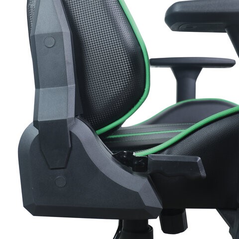 Кресло Brabix GT Carbon GM-120 (две подушки, экокожа, черное/зеленое) в Элисте - изображение 11