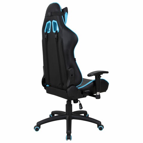 Компьютерное кресло Brabix GT Master GM-110 (две подушки, экокожа, черное/голубое) в Элисте - изображение 2