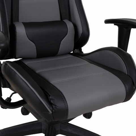 Офисное кресло Brabix GT Racer GM-100 (две подушки, экокожа, черное/серое) в Элисте - изображение 8