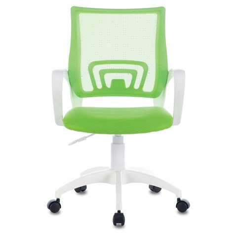 Офисное кресло Brabix Fly MG-396W (с подлокотниками, пластик белый, сетка, салатовое) в Элисте - изображение 3