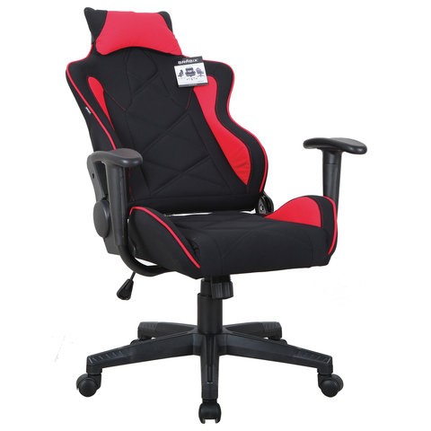 Компьютерное кресло Brabix GT Racer GM-100 (подушка, ткань, черное/красное) в Элисте - изображение 1