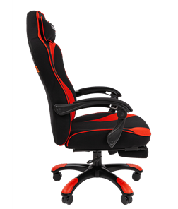 Кресло игровое CHAIRMAN GAME 35 с выдвижной подставкой для ног Ткань  черная / Ткань красная в Элисте - предосмотр 2