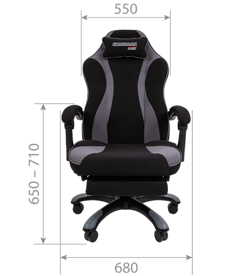 Кресло игровое CHAIRMAN GAME 35 с выдвижной подставкой для ног Ткань  черная / Ткань красная в Элисте - изображение 7