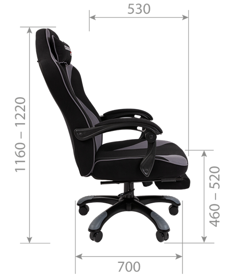 Кресло игровое CHAIRMAN GAME 35 с выдвижной подставкой для ног Ткань черная / Ткань оранжевая в Элисте - изображение 6