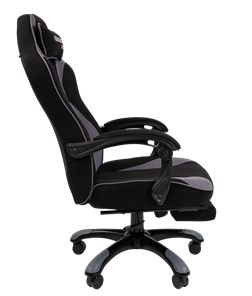 Кресло игровое CHAIRMAN GAME 35 с выдвижной подставкой для ног Ткань черная / Ткань св.серая в Элисте - предосмотр 2