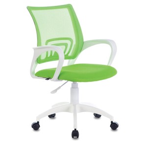Офисное кресло Brabix Fly MG-396W (с подлокотниками, пластик белый, сетка, салатовое) в Элисте - предосмотр