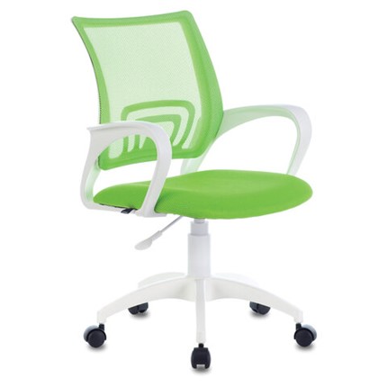Офисное кресло Brabix Fly MG-396W (с подлокотниками, пластик белый, сетка, салатовое) в Элисте - изображение