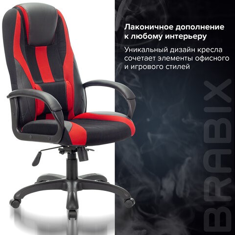Компьютерное кресло Brabix Premium Rapid GM-102 (экокожа/ткань, черное/красное) 532107 в Элисте - изображение 8
