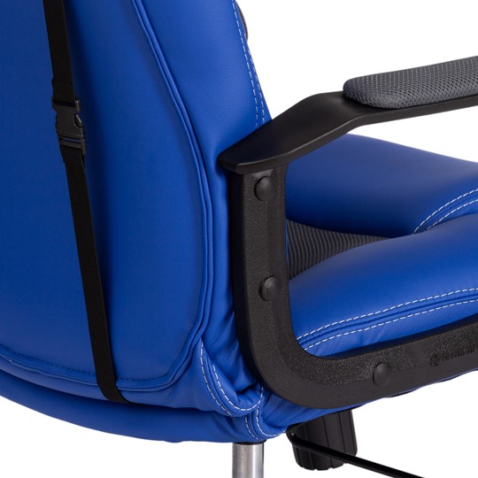 Кресло компьютерное DRIVER (22) кож/зам/ткань, синий/серый, 36-39/TW-12 арт.21153 в Элисте - изображение 14