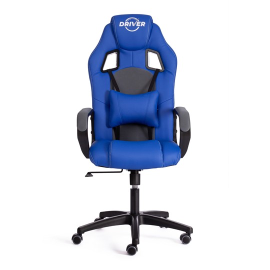 Кресло компьютерное DRIVER (22) кож/зам/ткань, синий/серый, 36-39/TW-12 арт.21153 в Элисте - изображение 5