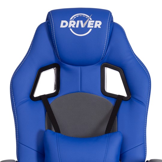 Кресло компьютерное DRIVER (22) кож/зам/ткань, синий/серый, 36-39/TW-12 арт.21153 в Элисте - изображение 7