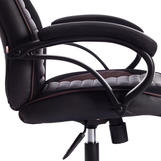 Компьютерное кресло PILOT кож/зам/ткань, черный/черный перфорированный/коричневый, арт.15315 в Элисте - изображение 12