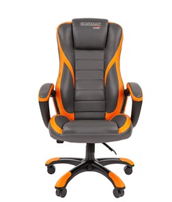 Офисное кресло CHAIRMAN GAME 22 эко кожа, серый/оранжевый в Элисте - предосмотр 3