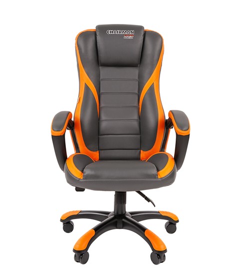 Офисное кресло CHAIRMAN GAME 22 эко кожа, серый/оранжевый в Элисте - изображение 3
