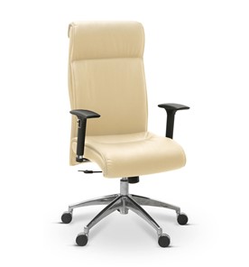 Офисное кресло для руководителя Dark (подлокотники 3D) натуральная кожа с компаньоном / бежевая Savanna в Элисте