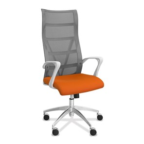 Офисное кресло для руководителя Топ X белый каркас, сетка/ткань TW / серая/оранжевая в Элисте - предосмотр