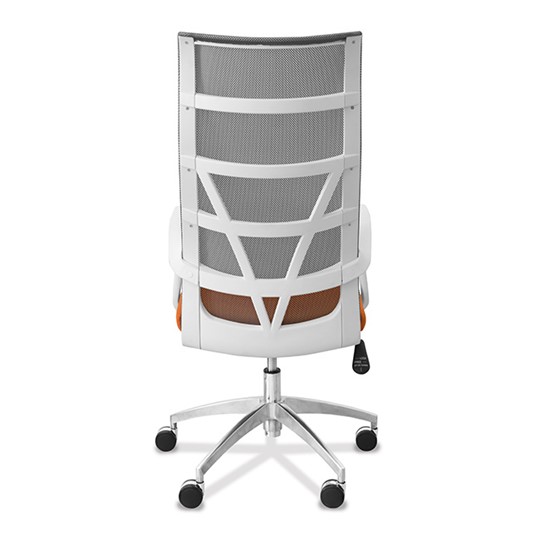 Офисное кресло для руководителя Топ X белый каркас, сетка/ткань TW / серая/оранжевая в Элисте - изображение 5
