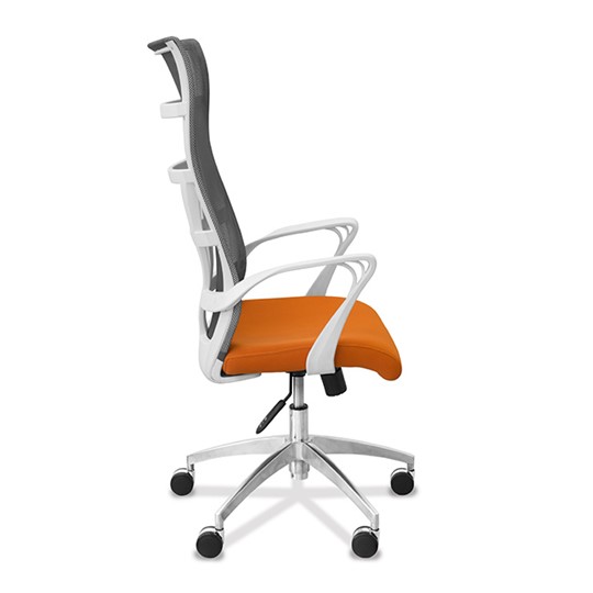 Офисное кресло для руководителя Топ X белый каркас, сетка/ткань TW / серая/оранжевая в Элисте - изображение 7