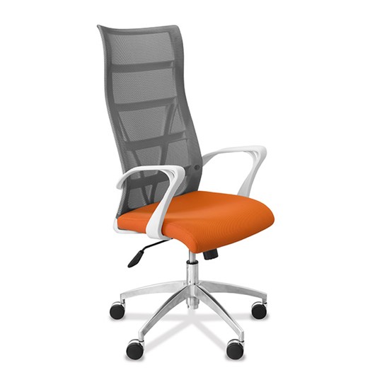 Офисное кресло для руководителя Топ X белый каркас, сетка/ткань TW / серая/оранжевая в Элисте - изображение 8