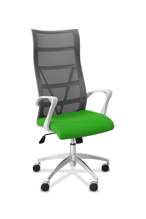Офисное кресло Топ X белый каркас, сетка/ткань TW / серая/салатовая в Элисте - изображение