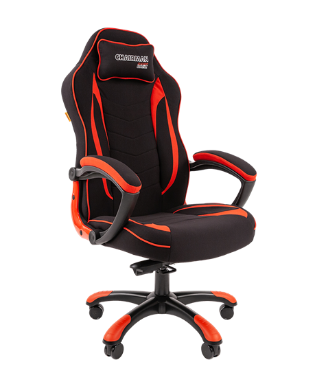 Кресло игровое CHAIRMAN GAME 28 Полиэстер комбинированная ткань красный/черный в Элисте - изображение 1