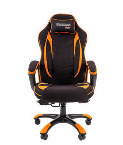 Кресло игровое CHAIRMAN GAME 28 Полиэстер комбинированная ткань оранжевый/черный в Элисте - предосмотр 2