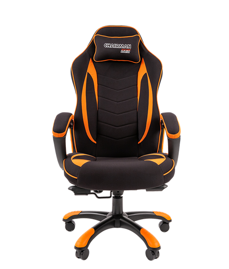 Кресло игровое CHAIRMAN GAME 28 Полиэстер комбинированная ткань оранжевый/черный в Элисте - изображение 2