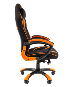 Кресло игровое CHAIRMAN GAME 28 Полиэстер комбинированная ткань оранжевый/черный в Элисте - предосмотр 3