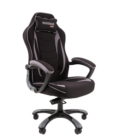Кресло игровое CHAIRMAN GAME 28 Полиэстер комбинированная ткань серый/черный в Элисте - изображение 1
