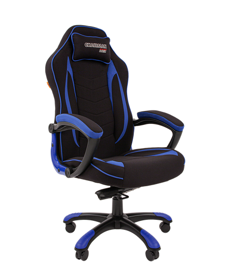 Кресло игровое CHAIRMAN GAME 28 Полиэстер комбинированная ткань синий/черный в Элисте - изображение 1