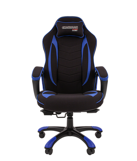 Кресло игровое CHAIRMAN GAME 28 Полиэстер комбинированная ткань синий/черный в Элисте - изображение 2