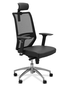 Офисное кресло Aero lux с подголовником, сетка/экокожа / черная/черная CN1114 в Элисте